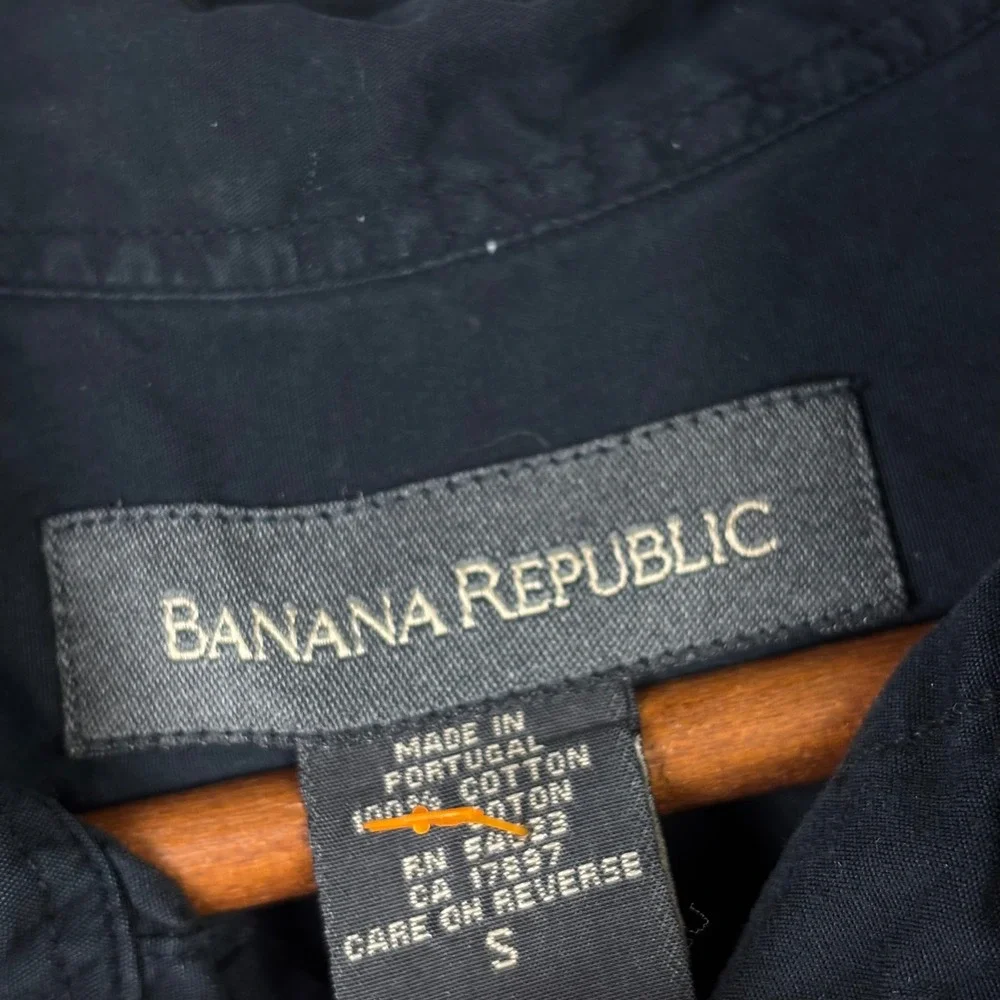 Banana Republic Utility Shirt Mens S Black 100% Cotton Long Sleeve Button Up VTG